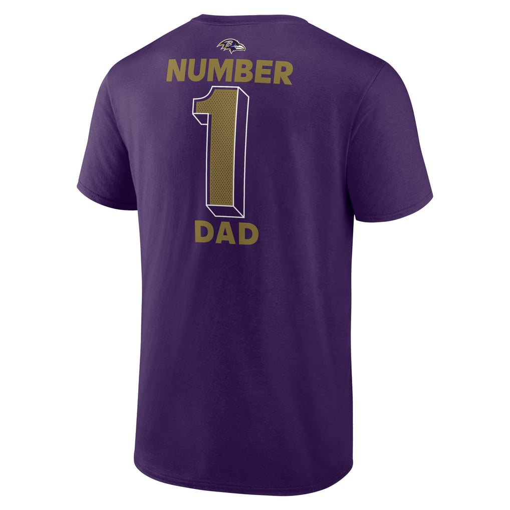 Baltimore Ravens Logo Athletic #1 Dad Jersey T-Shirt - Purple